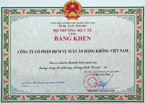 VINACS is honored to receive a Certificate of Merit from the Minister of Health