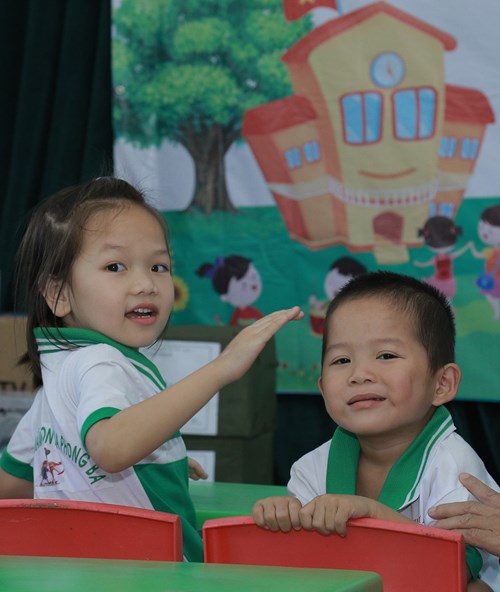 Smiles of students at Hoa Phong Ba Kindergarten.