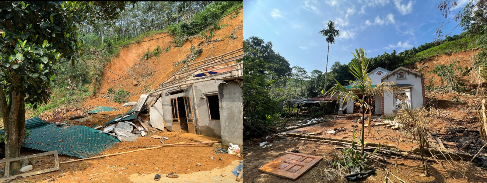 People's houses completely collapsed in Tan Huong commune, Yen Binh district, Yen Bai province.