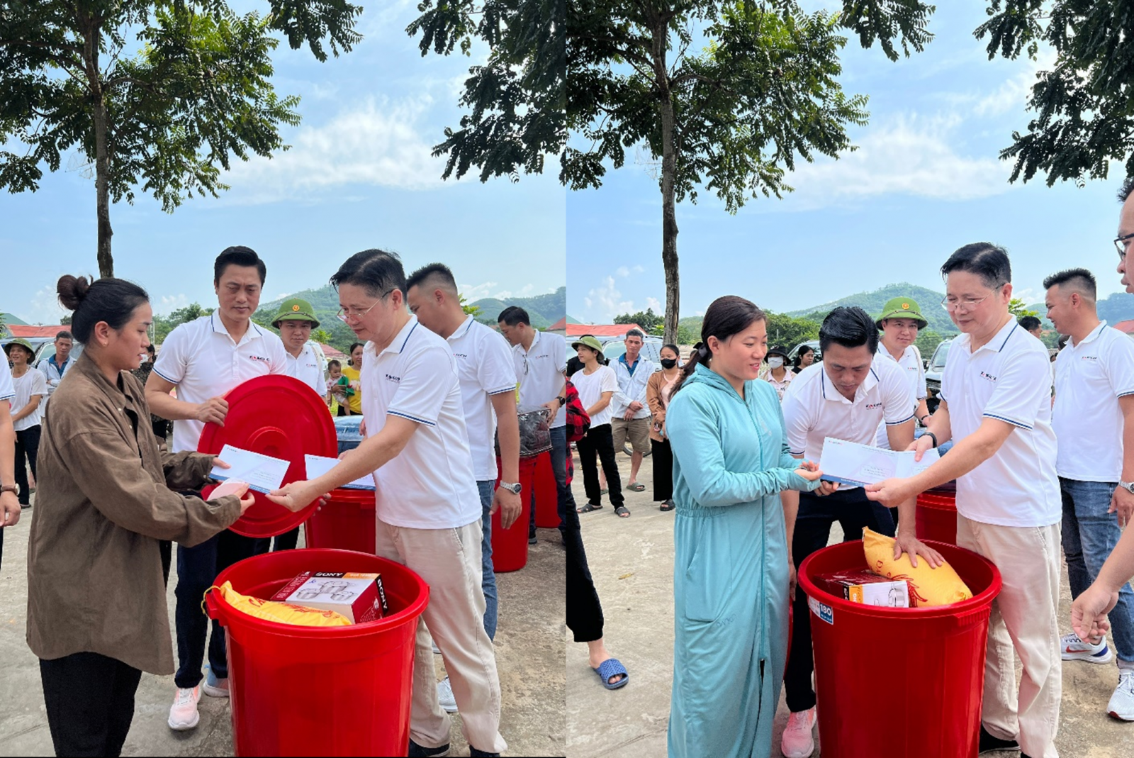 Taseco delegation presented cash and essential supplies to people in Tan Huong commune, Yen Binh district, Yen Bai province.
