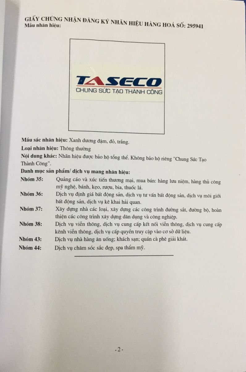 Registration service with TASECO Logo